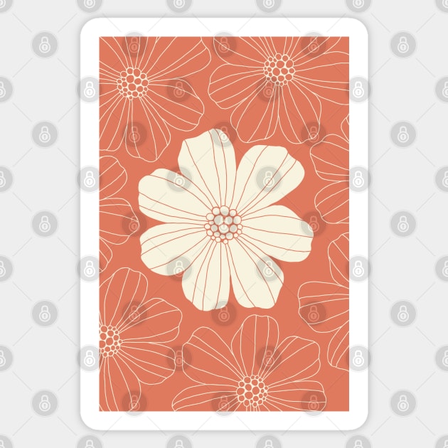 Marsh Mallow Doodle Flower Cream and Terra Cotta Sticker by tramasdesign